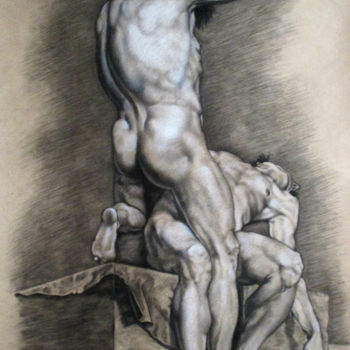 Disegno intitolato "Struttura Uomo #01" da Laura Gigli, Opera d'arte originale, Carbone