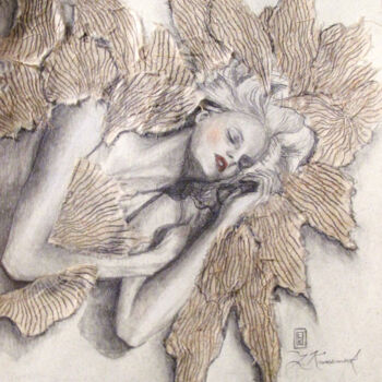 Dibujo titulada "Winged Dreams" por Laura Krusemark, Obra de arte original, Grafito