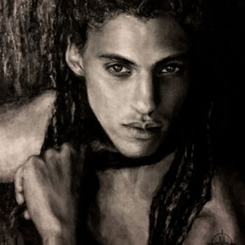 Drawing titled "Lucien of the Light" by Laura Krusemark, Original Artwork, Charcoal