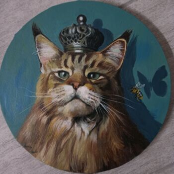 Painting titled "Re Gatto" by Laura Muolo, Original Artwork, Oil