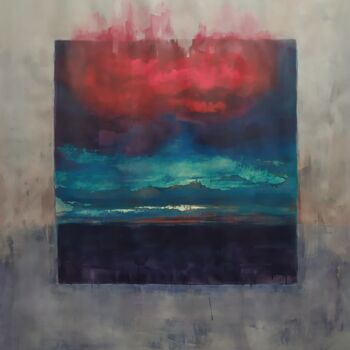 Pittura intitolato "nuvola rossa su pae…" da Laura Pitingaro, Opera d'arte originale, Tempera Montato su Telaio per barella…