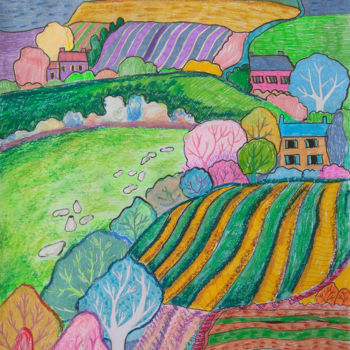Drawing titled "Italian landscape." by Laura Sofar, Original Artwork, Marker