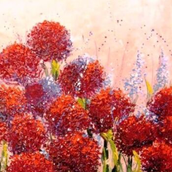 Peinture intitulée "fiori rossi partico…" par Laura Suarez, Œuvre d'art originale