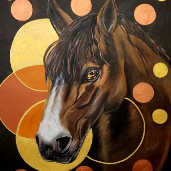 Painting titled "Cheval 70" by Laura Tanopoulos, Original Artwork, Acrylic Mounted on Wood Stretcher frame
