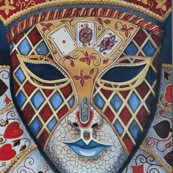 Pittura intitolato "Masque de Venise" da Laura Tanopoulos, Opera d'arte originale, Acrilico Montato su Telaio per barella in…