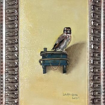 Pittura intitolato "Il cardellino" da Laura Vila Leoni, Opera d'arte originale, Olio Montato su Telaio per barella in legno
