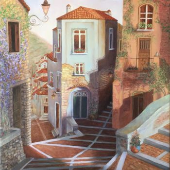 Painting titled "Alba a Vico Pennino" by Laura Vincelli, Original Artwork, Oil