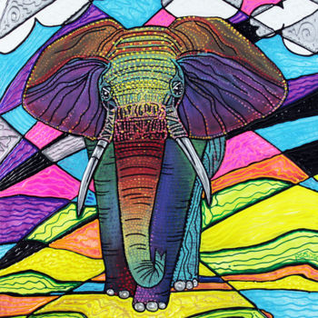 Painting titled "The Mighty Elephant" by Laura Barbosa, Original Artwork, Acrylic