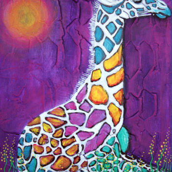 Painting titled "Giraffe of Many Col…" by Laura Barbosa, Original Artwork, Acrylic
