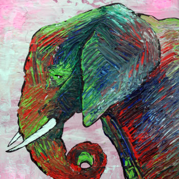 Peinture intitulée "Elephant Colors" par Laura Barbosa, Œuvre d'art originale, Acrylique