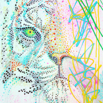 Malarstwo zatytułowany „Bubblegum Tiger” autorstwa Laura Barbosa, Oryginalna praca, Akryl