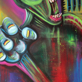 Pintura intitulada "Alien Zombie" por Laura Barbosa, Obras de arte originais, Acrílico