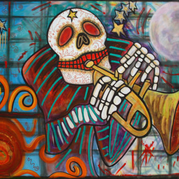 「Day Of The Dead」というタイトルの絵画 Laura Barbosaによって, オリジナルのアートワーク, アクリル
