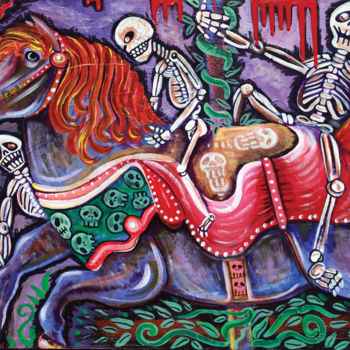 Schilderij getiteld "Circo de los Muertos" door Laura Barbosa, Origineel Kunstwerk, Acryl