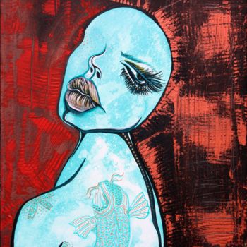 绘画 标题为“Turquoise Girl” 由Laura Barbosa, 原创艺术品, 丙烯