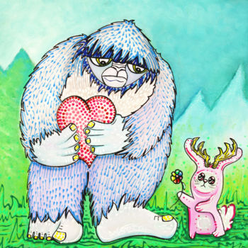 「The Bigfoot and The…」というタイトルの絵画 Laura Barbosaによって, オリジナルのアートワーク, アクリル