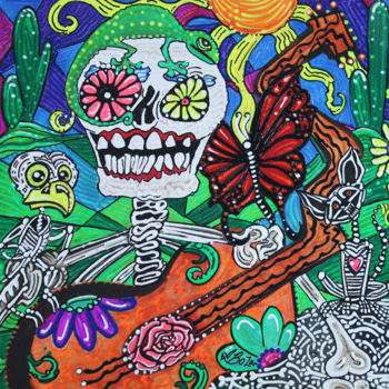 Painting titled "The Happy Dead" by Laura Barbosa, Original Artwork, Acrylic