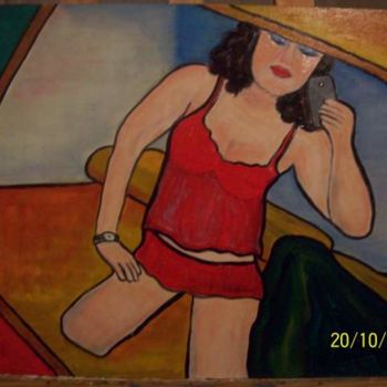 Painting titled "Sexy girl on the bed" by Laura Capurro, Original Artwork