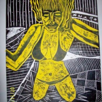 Printmaking titled "Sexy girl in yellow" by Laura Capurro, Original Artwork