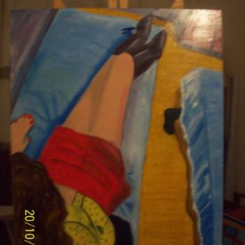 Painting titled "the red skirt" by Laura Capurro, Original Artwork, Oil