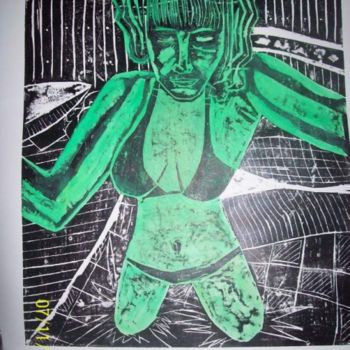 Printmaking titled "Sexy girl in green" by Laura Capurro, Original Artwork