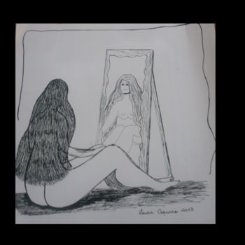 Dibujo titulada "El espejo /The mirr…" por Laura Capurro, Obra de arte original, Otro