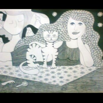 "El gato  /  the cat…" başlıklı Resim Laura Capurro tarafından, Orijinal sanat, Diğer