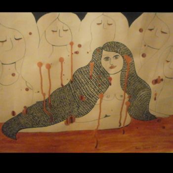 Рисунок под названием "Lagrimas de sangre…" - Laura Capurro, Подлинное произведение искусства