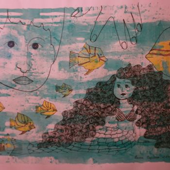 Dessin intitulée "La pecera, The fish…" par Laura Capurro, Œuvre d'art originale, Autre
