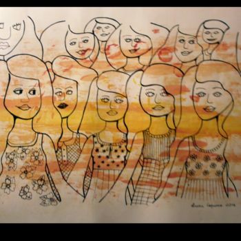 Dibujo titulada "las chicas, the gir…" por Laura Capurro, Obra de arte original, Otro
