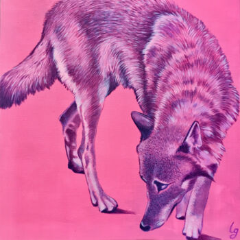 Painting titled "Bad Wolf" by Lauragreenart, Original Artwork, Acrylic Mounted on Wood Stretcher frame
