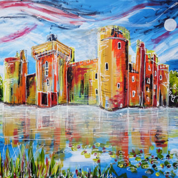 Painting titled "Bodiam" by Laura Hol, Original Artwork, Acrylic Mounted on Wood Stretcher frame