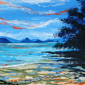 Painting titled "Lawa Island" by Laura Hol, Original Artwork, Acrylic Mounted on Wood Stretcher frame