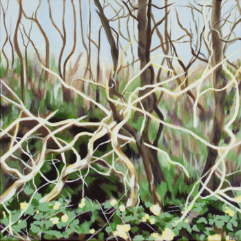 「Sculptural Trees」というタイトルの絵画 Laura K Smith Paintingsによって, オリジナルのアートワーク, アクリル ウッドストレッチャーフレームにマウント