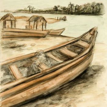 Colagens intitulada "Bojo Beach II" por Laura Lee Gulledge, Obras de arte originais