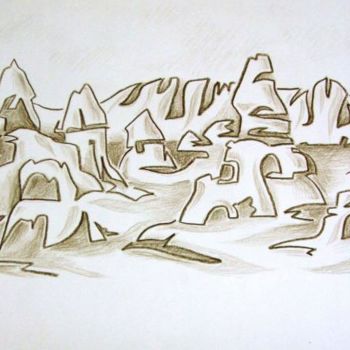 Colagens intitulada "Cappadocian hills" por Laura Lee Gulledge, Obras de arte originais