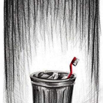 「His toothbrush」というタイトルのコラージュ Laura Lee Gulledgeによって, オリジナルのアートワーク