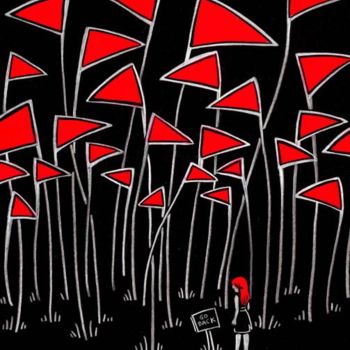 Collages intitolato "Red Flag Forest" da Laura Lee Gulledge, Opera d'arte originale