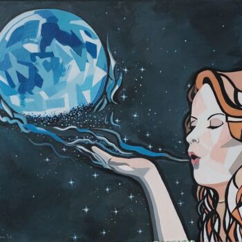Pintura titulada "Soffio di luna" por Laura Marra, Obra de arte original, Acrílico