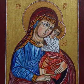 Painting titled "Marie et Jésus" by Laure Barlet, Original Artwork, Oil