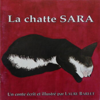 Ζωγραφική με τίτλο "La chatte Sara" από Laure Barlet, Αυθεντικά έργα τέχνης, Ακουαρέλα