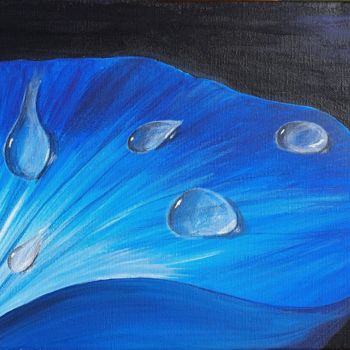 Картина под названием "Rosée en bleu" - Laure B., Подлинное произведение искусства, Акрил Установлен на Деревянная рама для…
