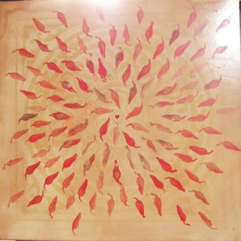 Peinture intitulée "mandala de piments…" par Laure Boin Watorek, Œuvre d'art originale