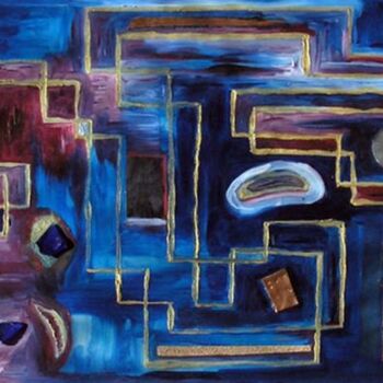 Painting titled "circuit 1" by Laure Feyen, Original Artwork
