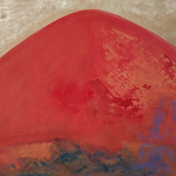 Schilderij getiteld "la montagne rouge" door Laure Gallet, Origineel Kunstwerk, Olie
