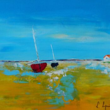 Painting titled "Cabanes des pêcheurs" by Laure Leprince, Original Artwork, Oil