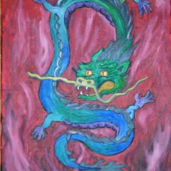 Peinture intitulée "dragon chinois" par Laure, Œuvre d'art originale