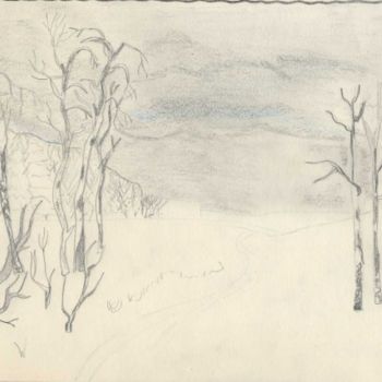 Drawing titled "paysage russe" by Laure, Original Artwork