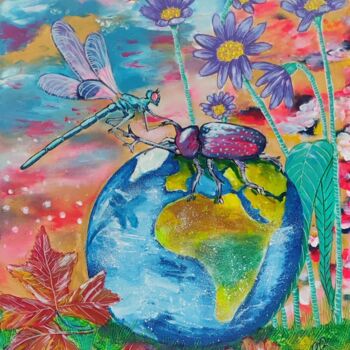 Painting titled "Small World" by Laure Bollinger, Original Artwork, Acrylic