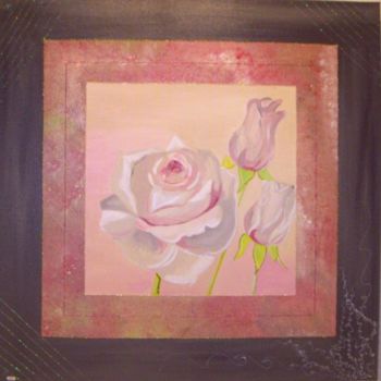 Картина под названием "roses blanches" - Laure Gibert, Подлинное произведение искусства